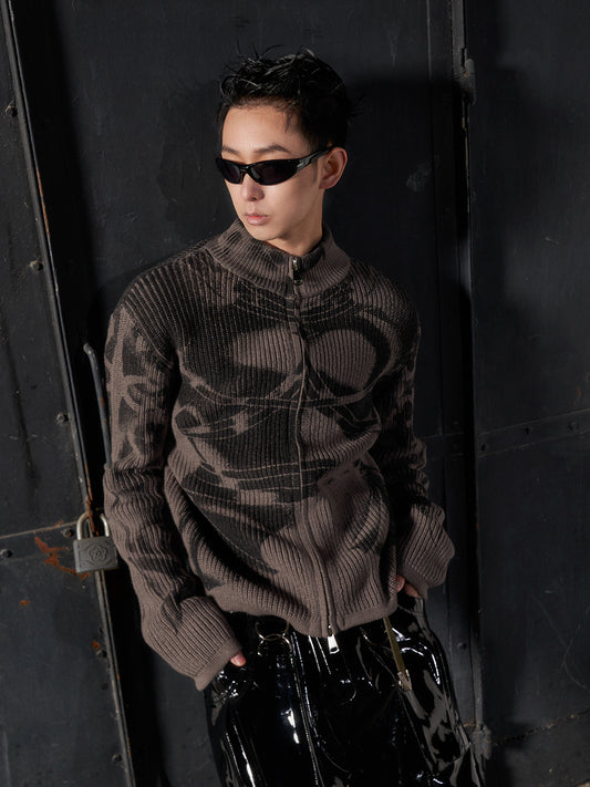 Armor printed sweater cardigan