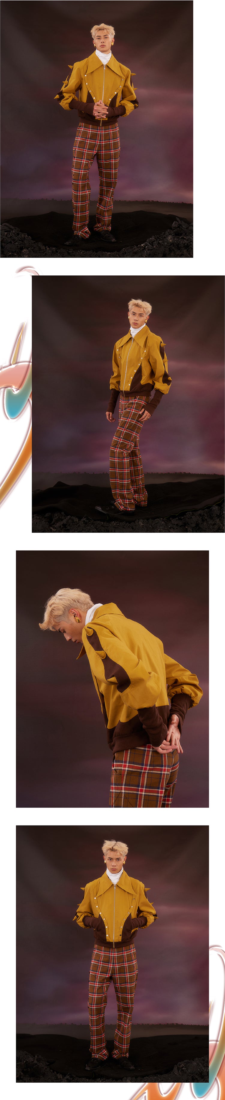 Yellow patchwork short jacket