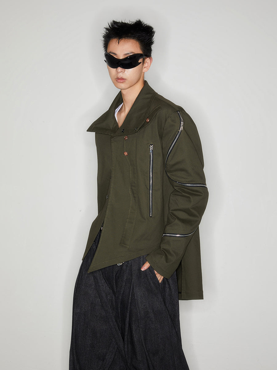 Asymmetric military jacket