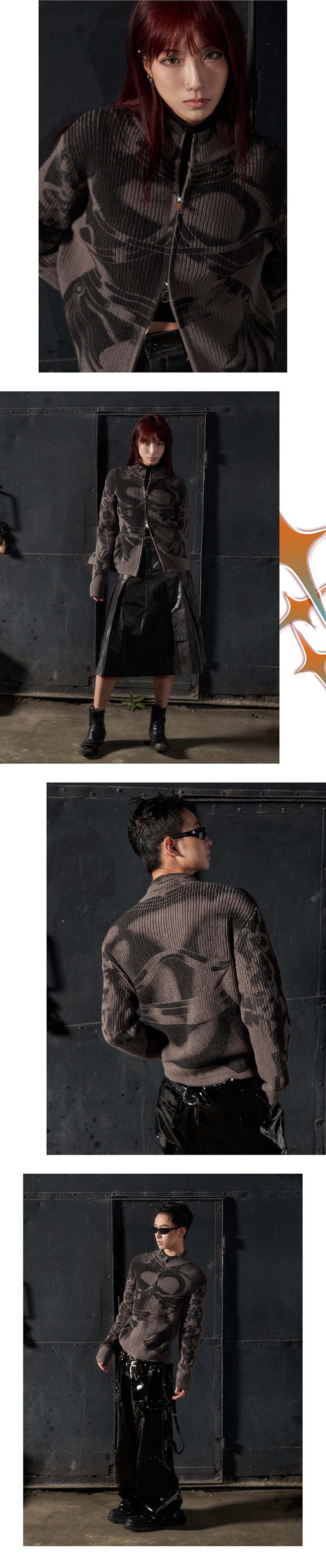 Armor printed sweater cardigan