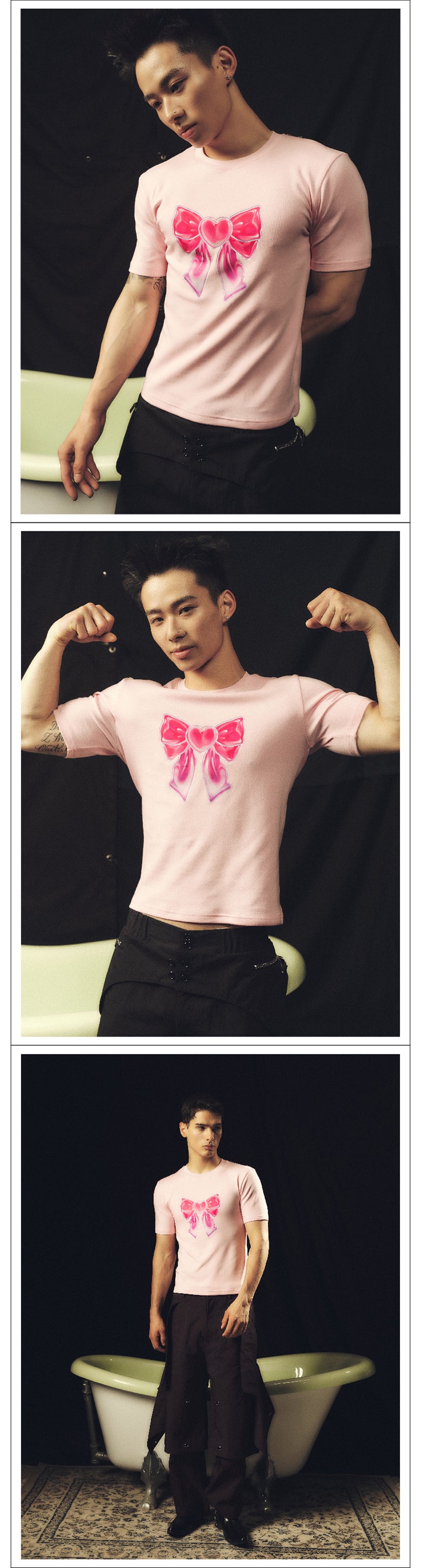 Y2k Vintage Bow Printed Tight T-shirt