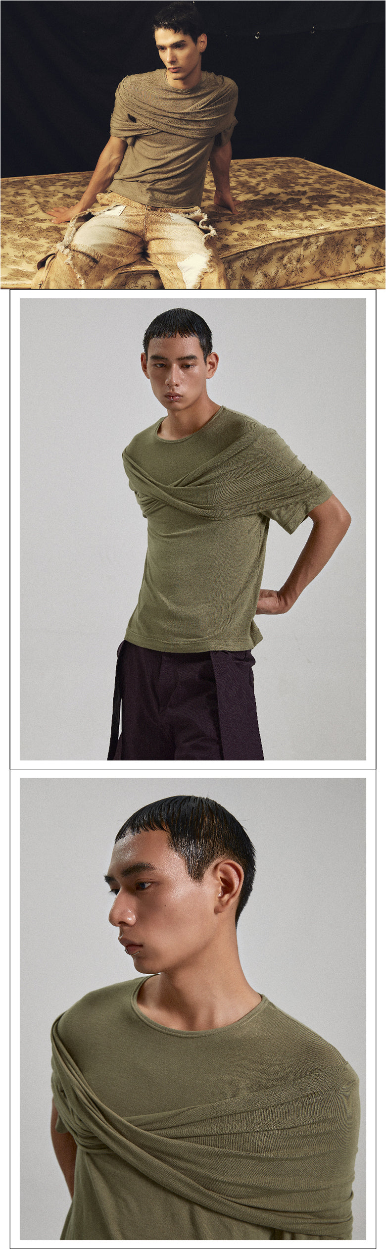 Two tone cross strap top