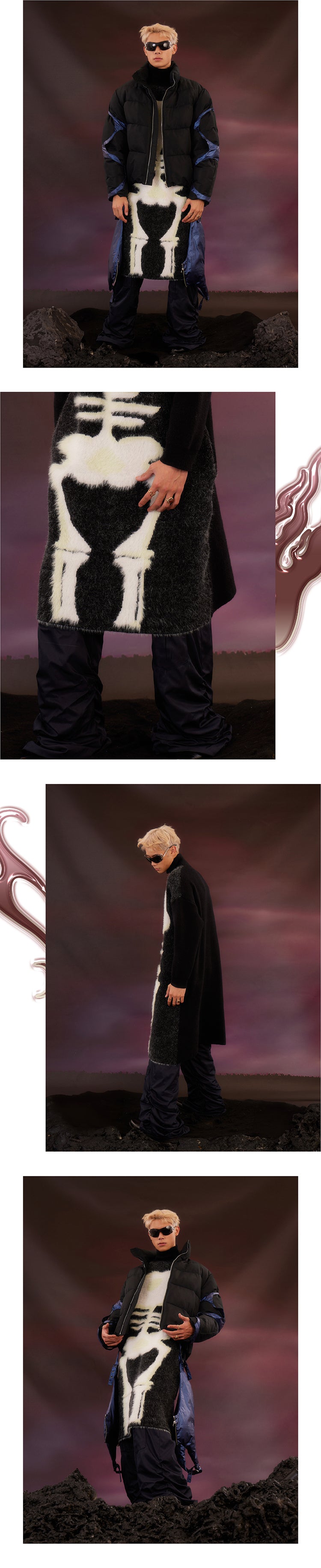 Black fishbone long sweater