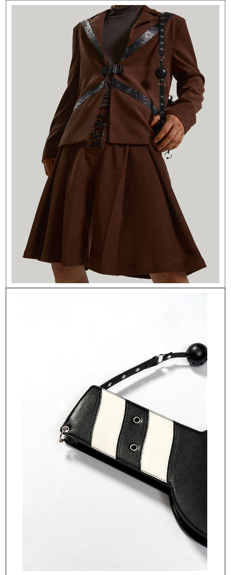 Leather backpack and underarm bag