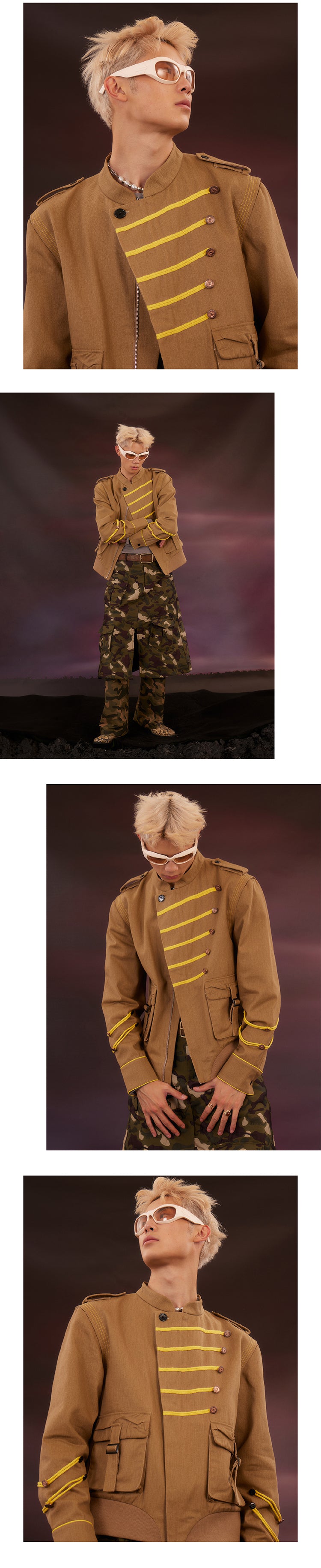 Khaki colored work clothes washed jacket