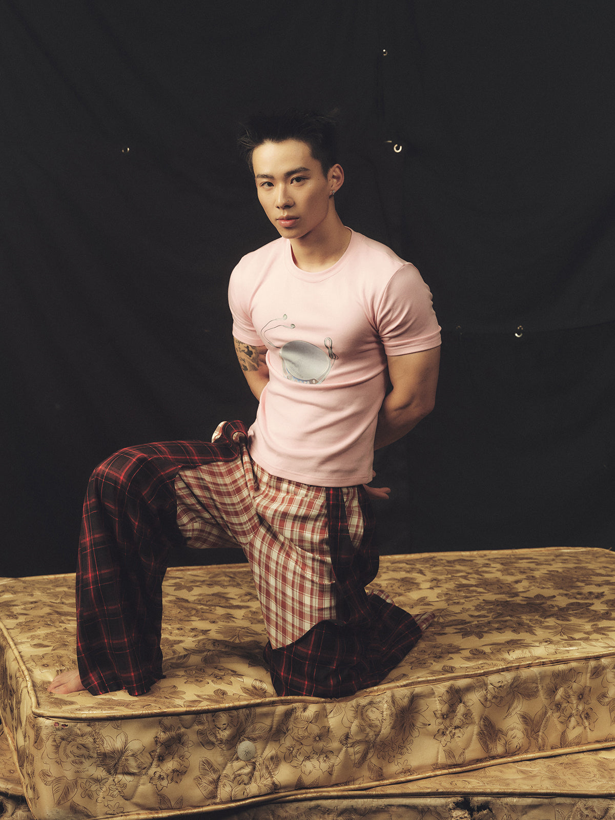 Double layered checkered pants