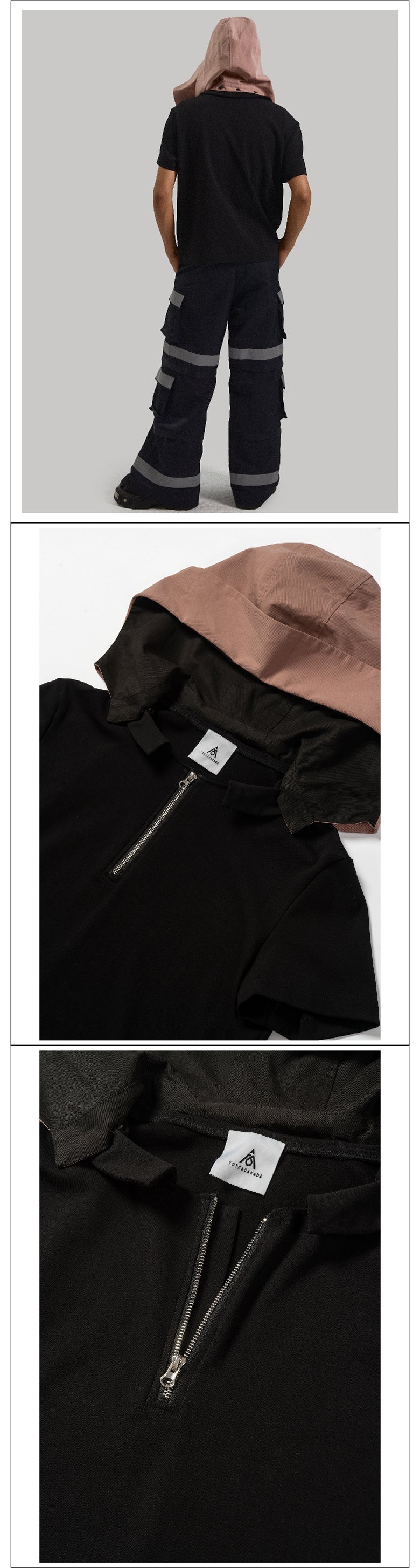 Two tone large hat detachable T-shirt