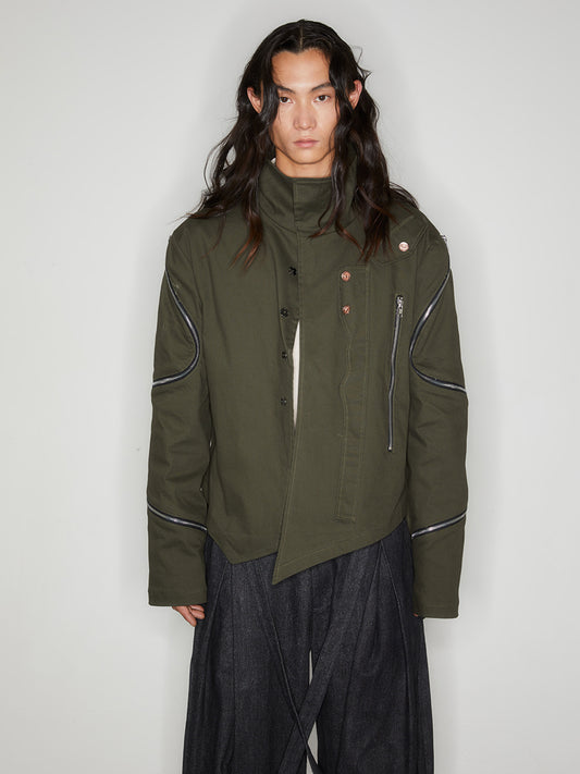 Asymmetric military jacket