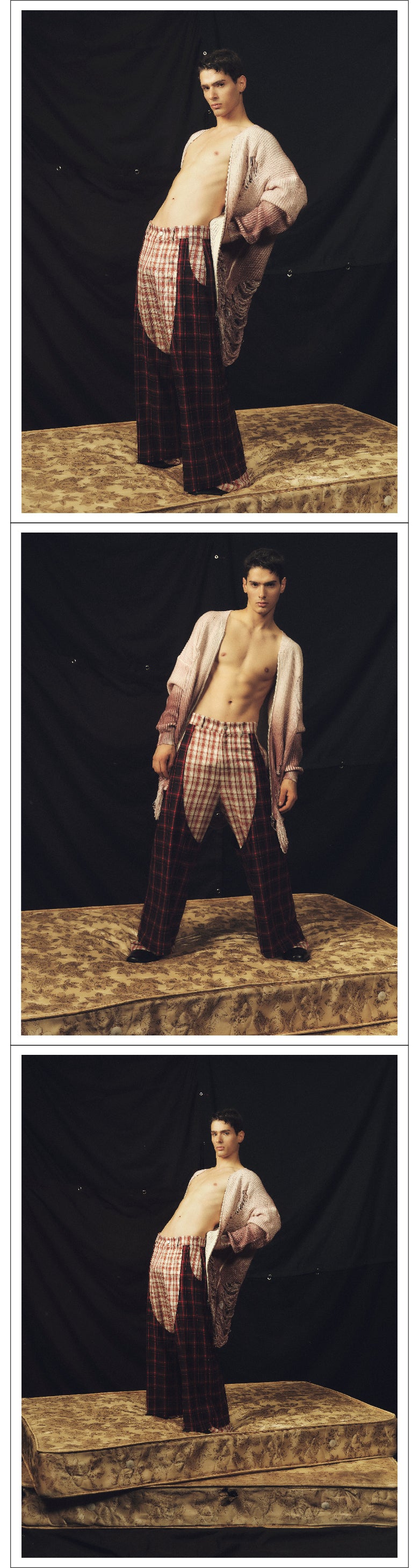 Double layered checkered pants