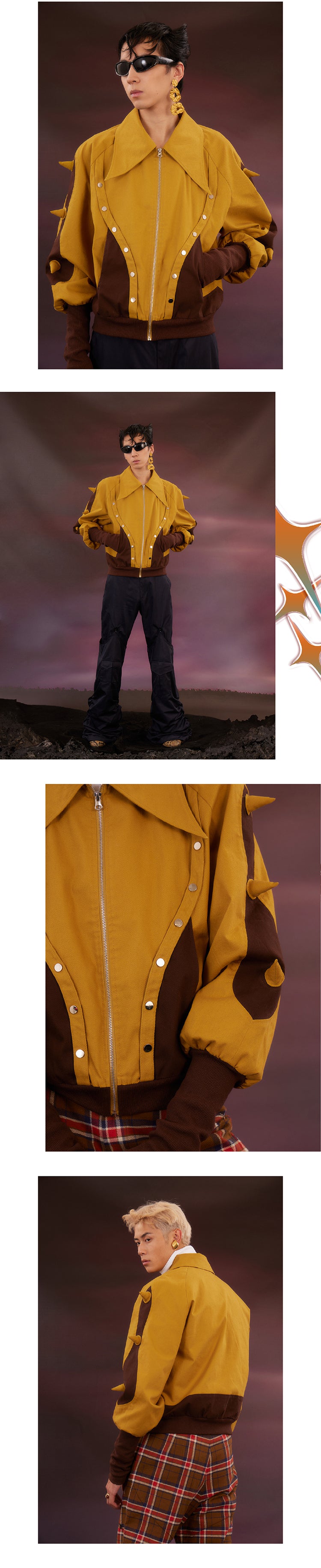 Yellow patchwork short jacket