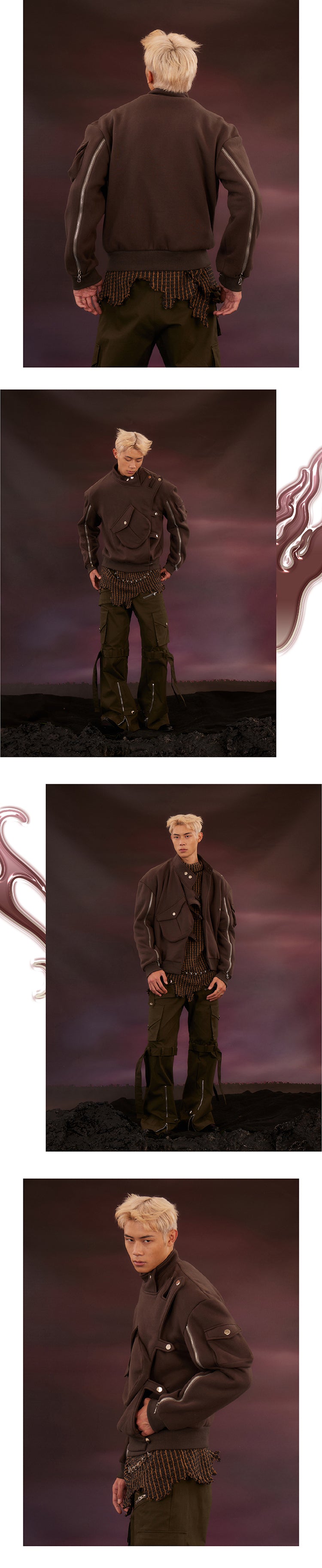 Zipper detachable button hoodie