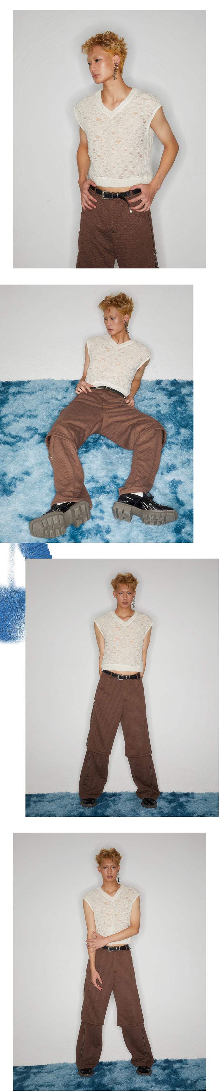 Two tone sleeveless hollow top