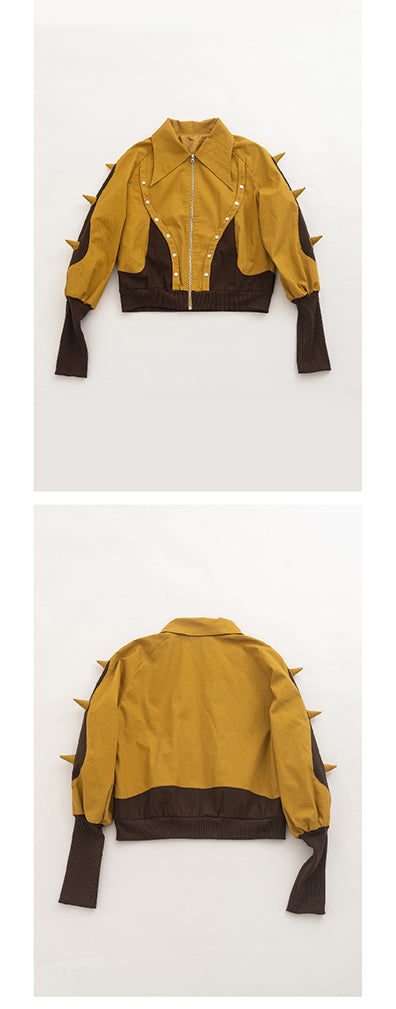 Yellow patchwork short jacket