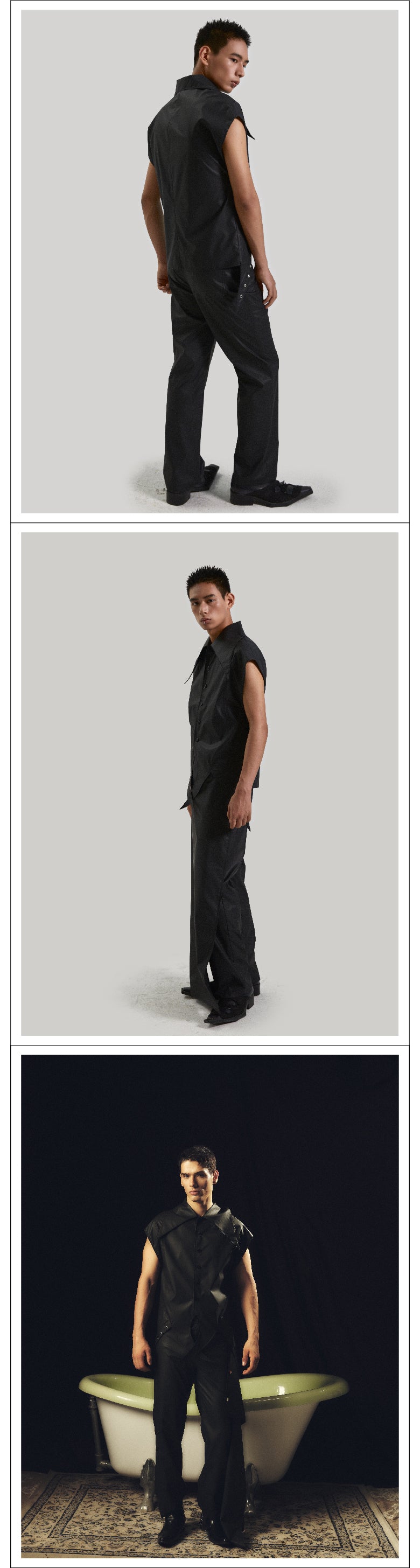 Black detachable apron pants