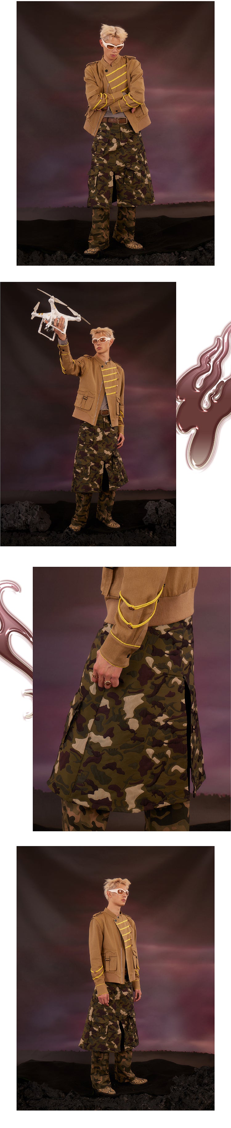 Camo double layered skirt pants
