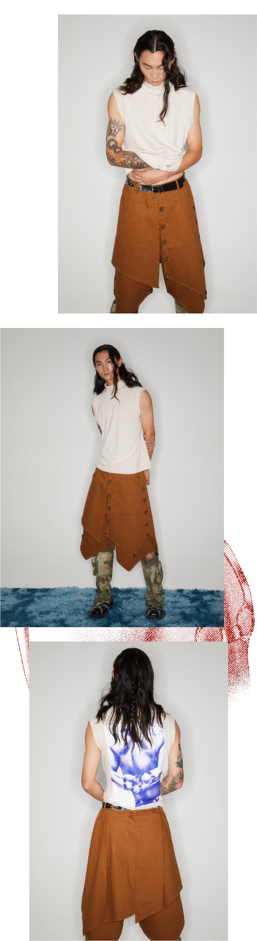 Back printed sleeveless small high neck top