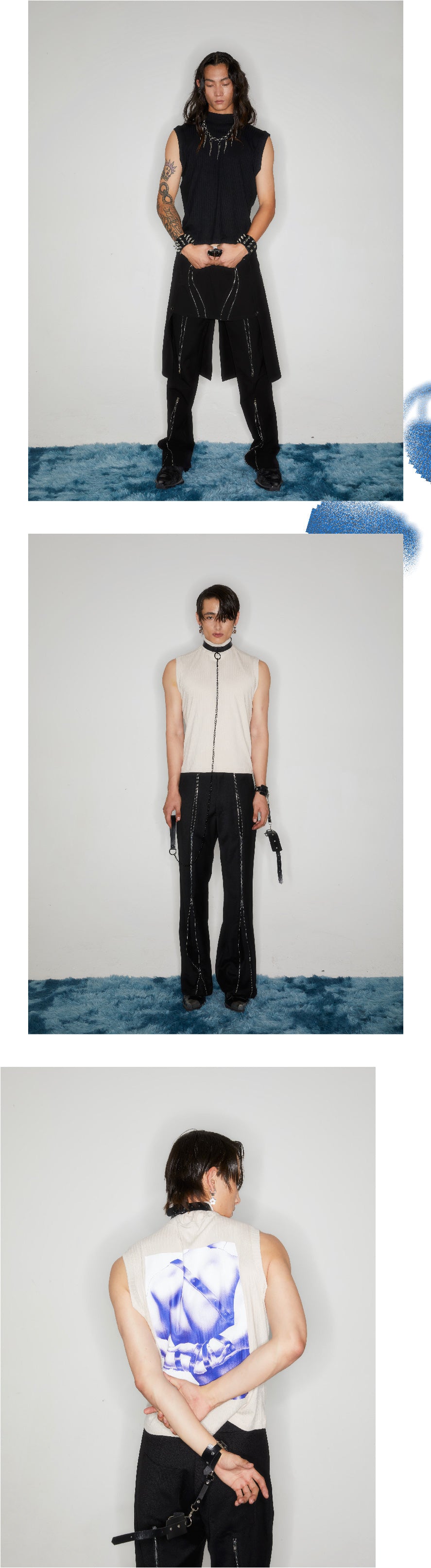 Back printed sleeveless small high neck top