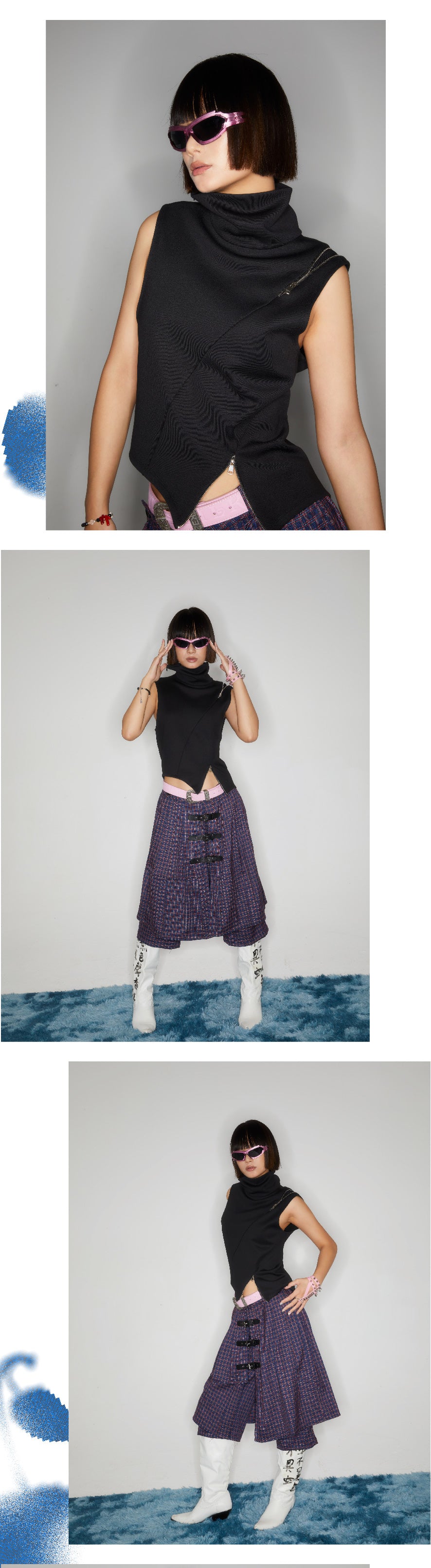 Sleeveless high neck top