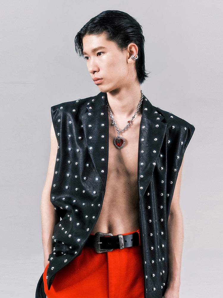Riveted silhouette punk vest