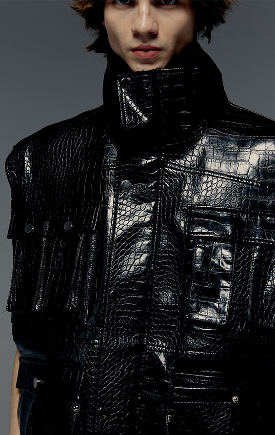 Silhouette wide shoulder vest