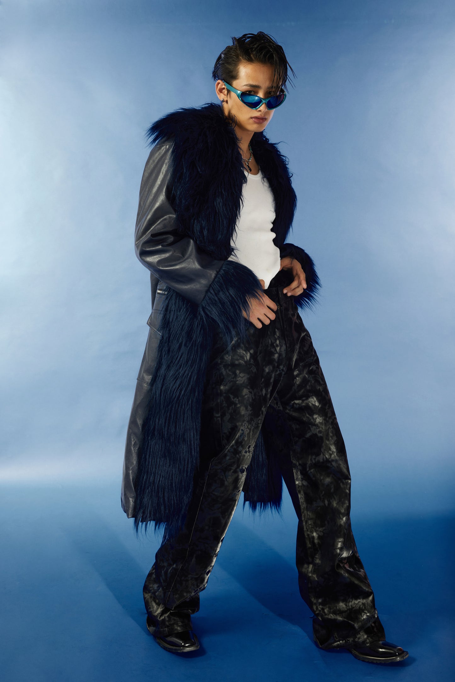 Long fur imitation fur coat