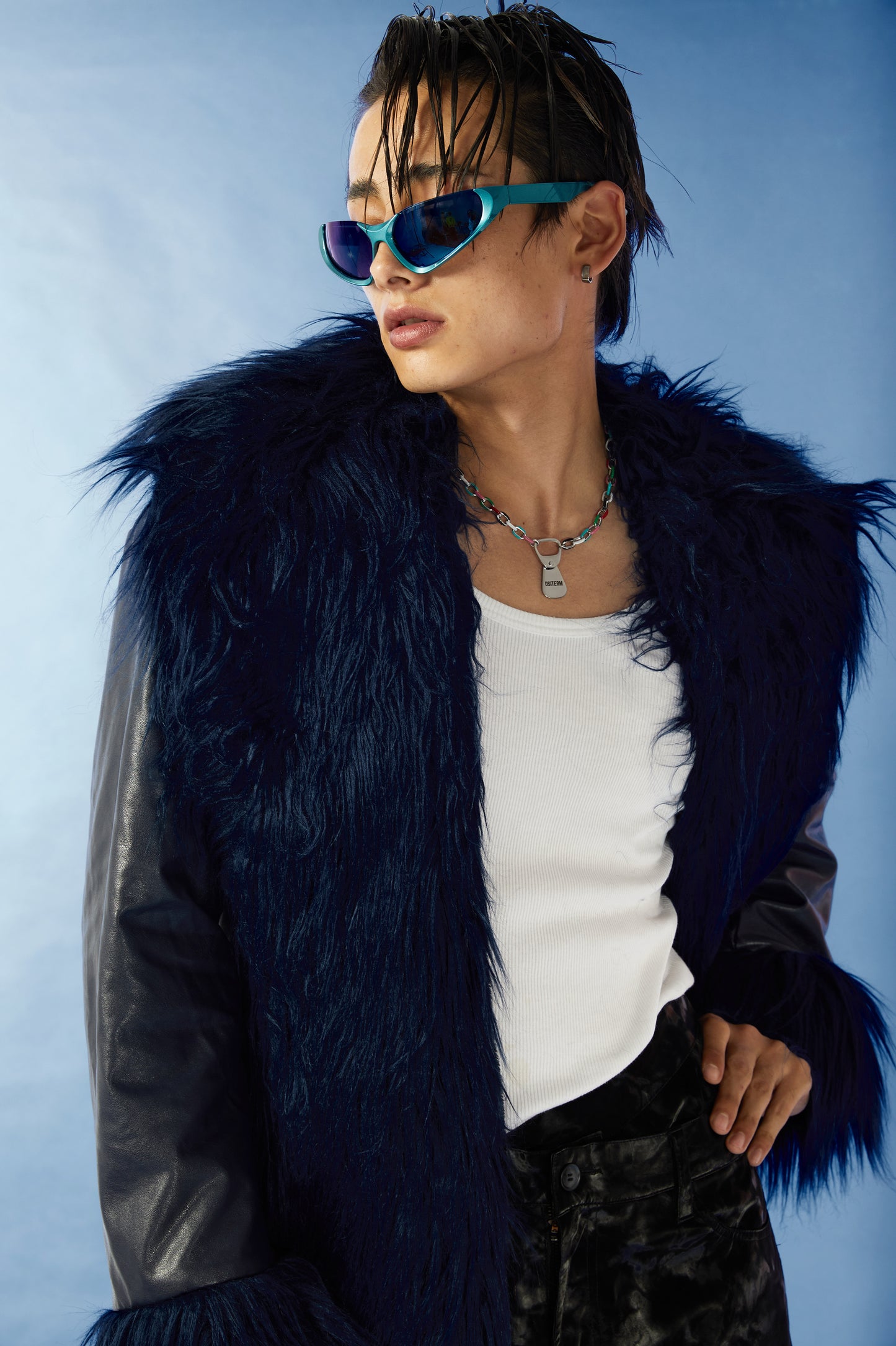 Long fur imitation fur coat