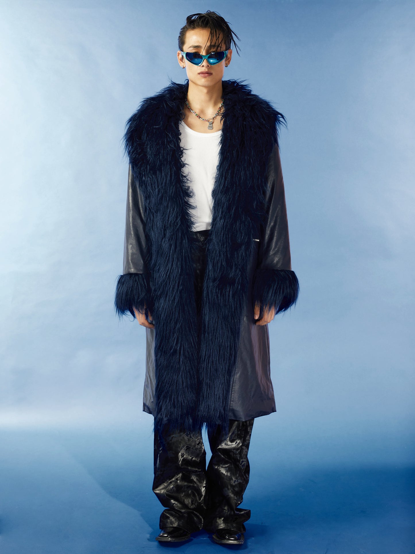 Long fur imitation fur coat