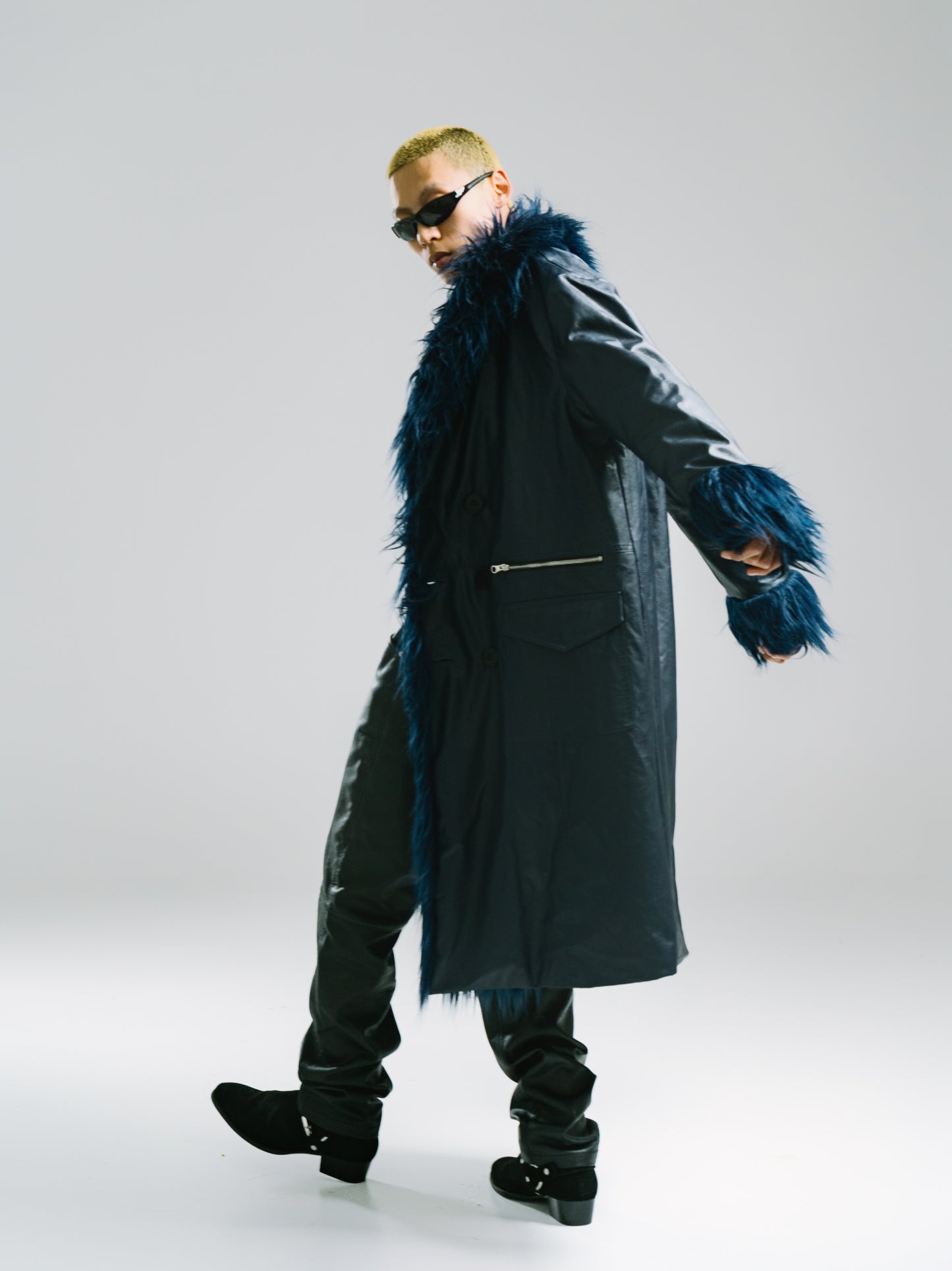 Long fur imitation fur coat