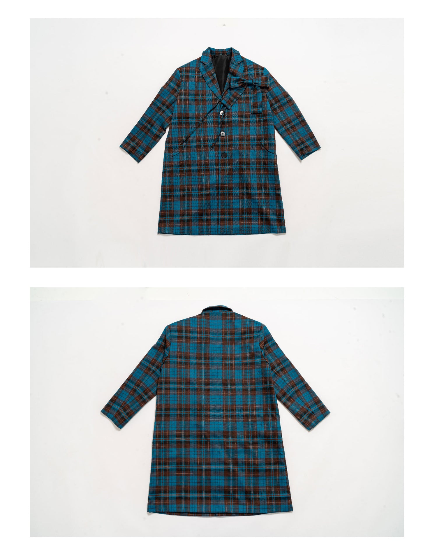Retro plaid trench coat