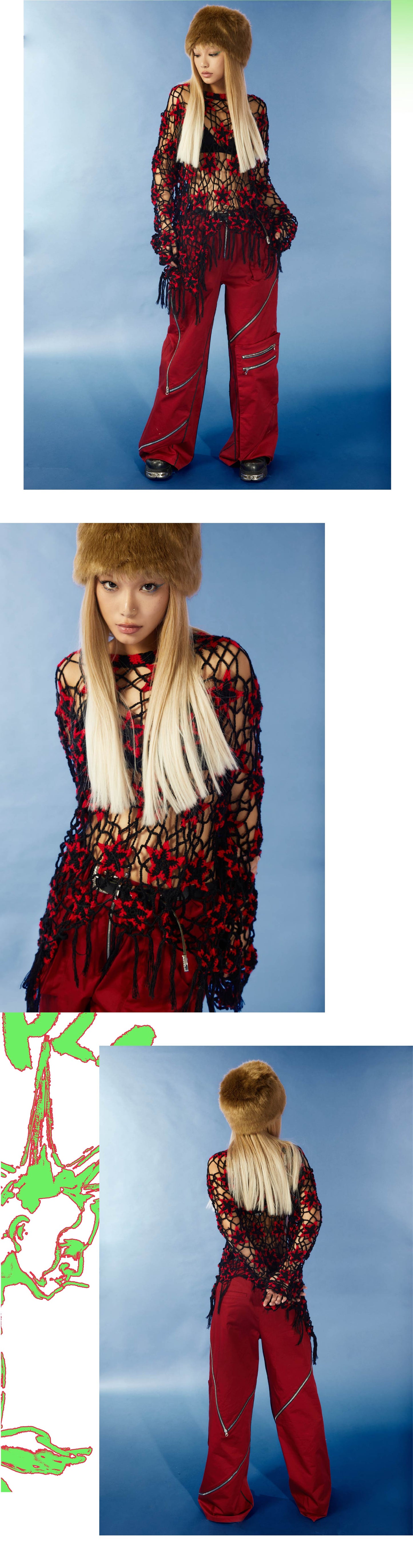 Star hollowed-out sweater