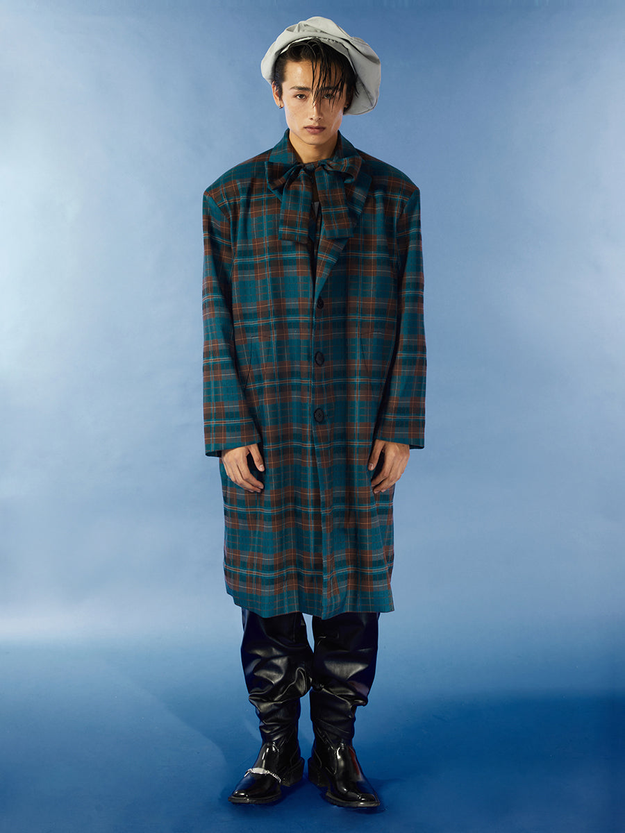 Retro plaid trench coat