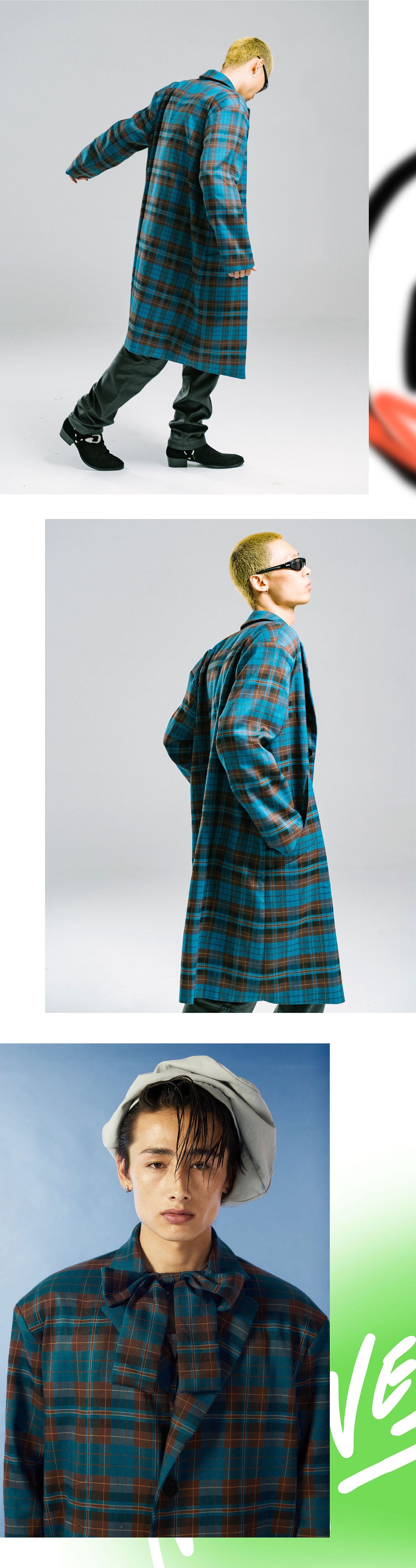 Retro plaid trench coat