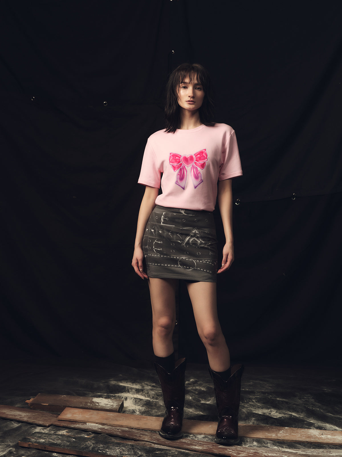 Y2k Vintage Bow Printed Tight T-shirt