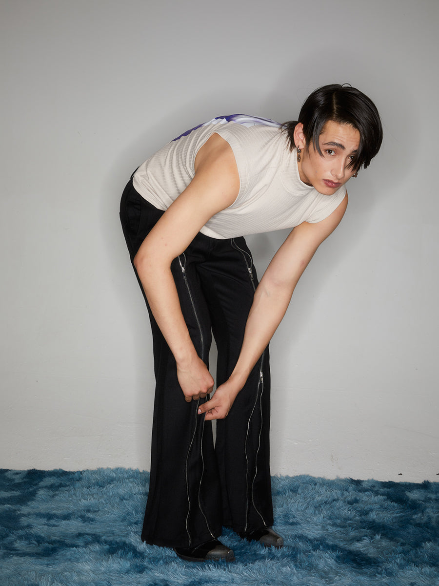 Black long zippered pants