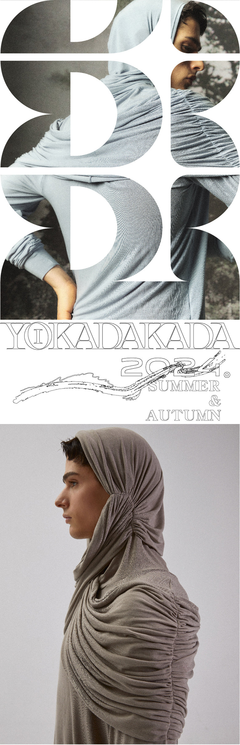 Two tone pleated hooded top