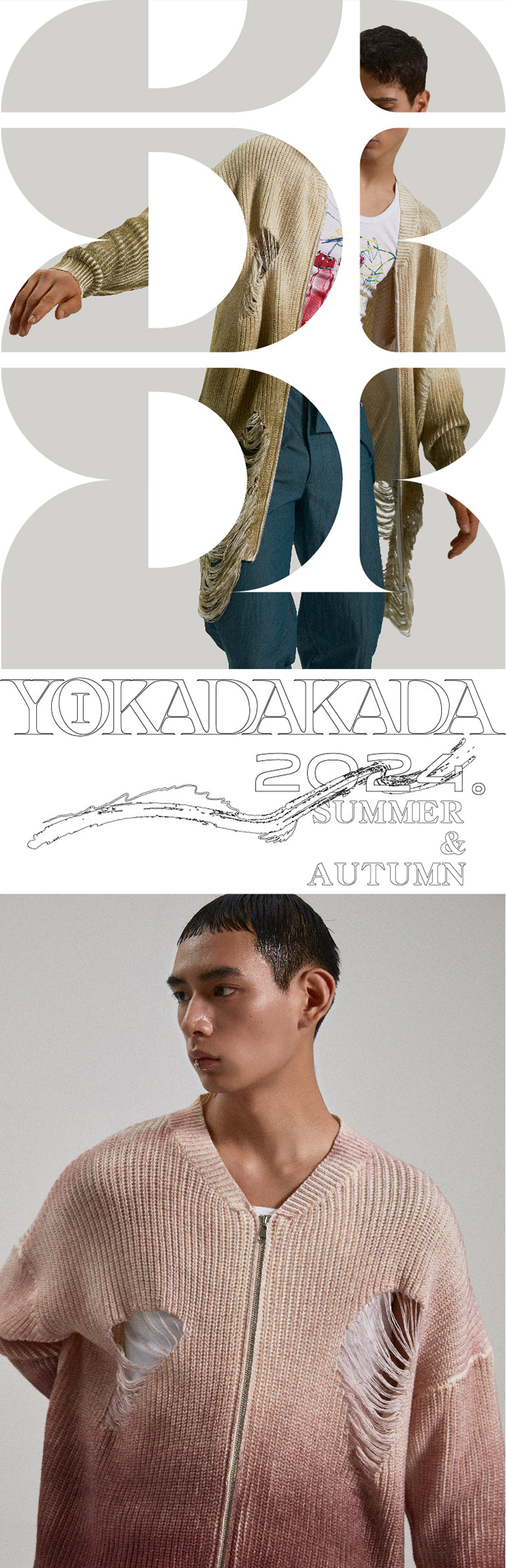 Gradient two-color ripped sweater