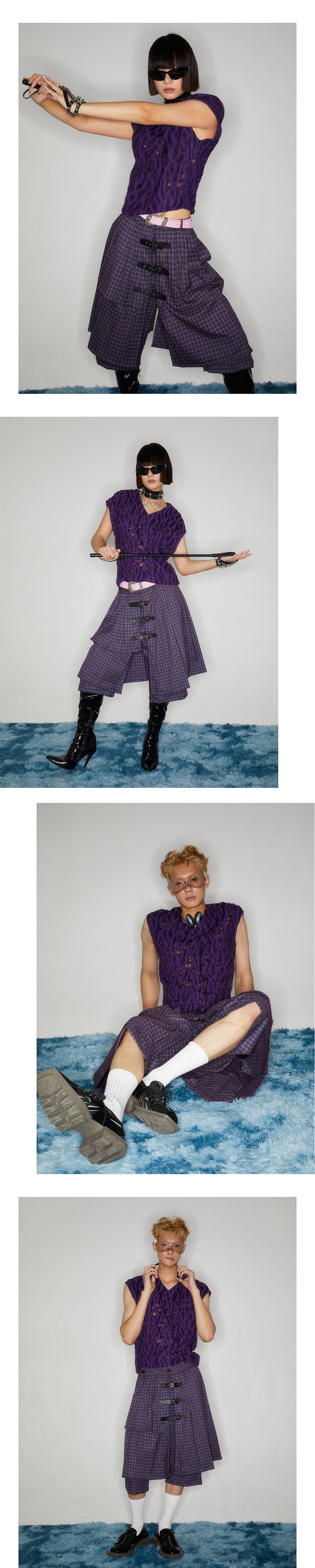 Two tone sleeveless hollow top