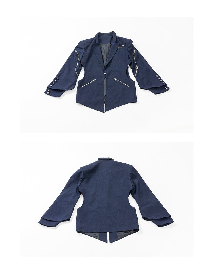 Hollow out double sleeved suit