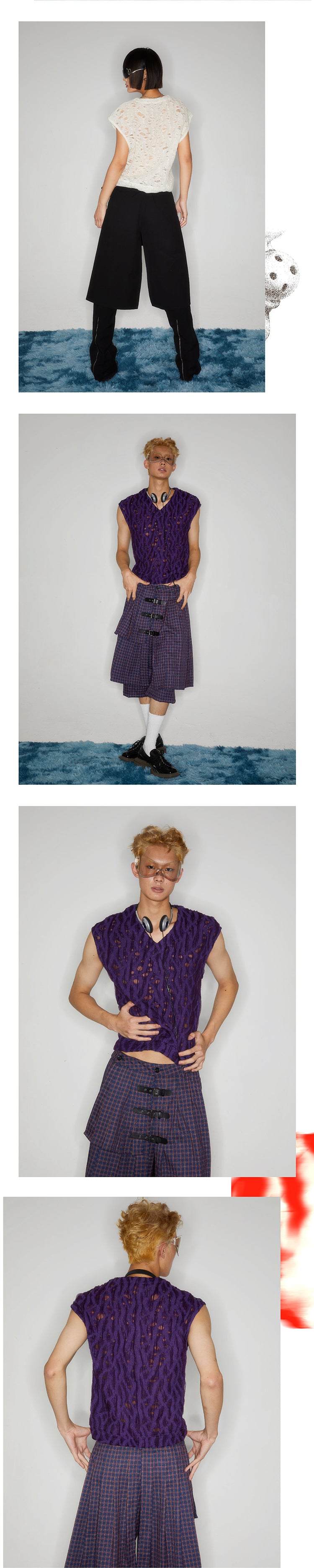 Two tone sleeveless hollow top