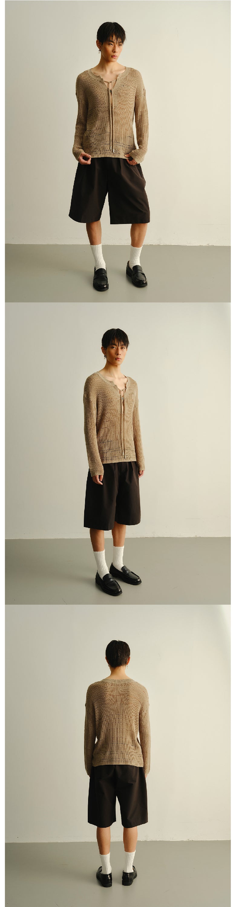 Big V-neck knitted sweater
