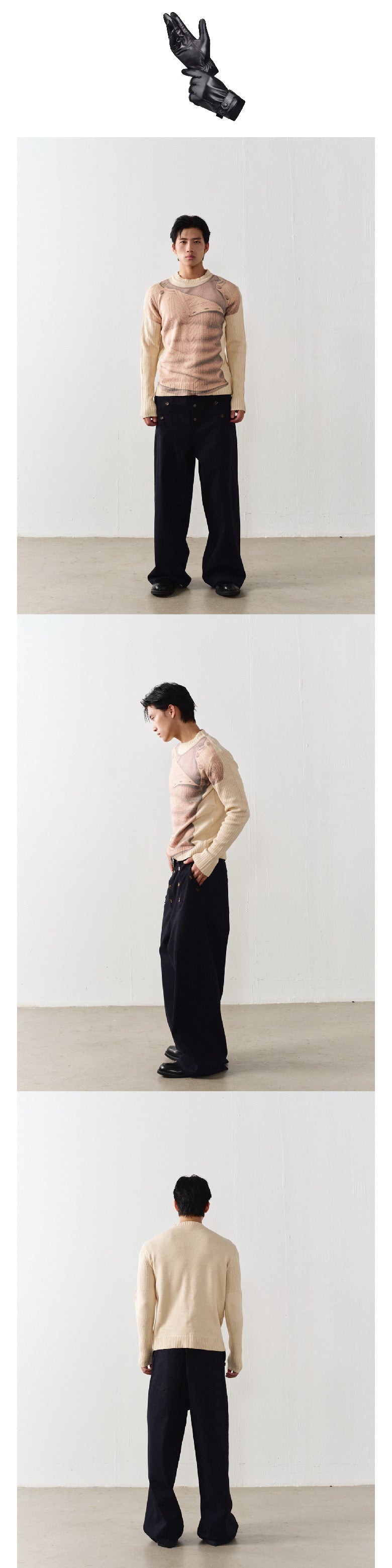 Layered printed knit sweater