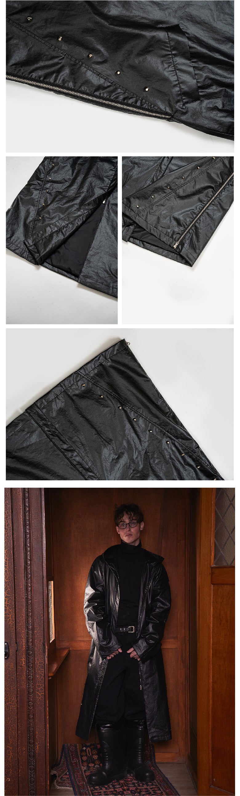 Silhouette hooded trench coat