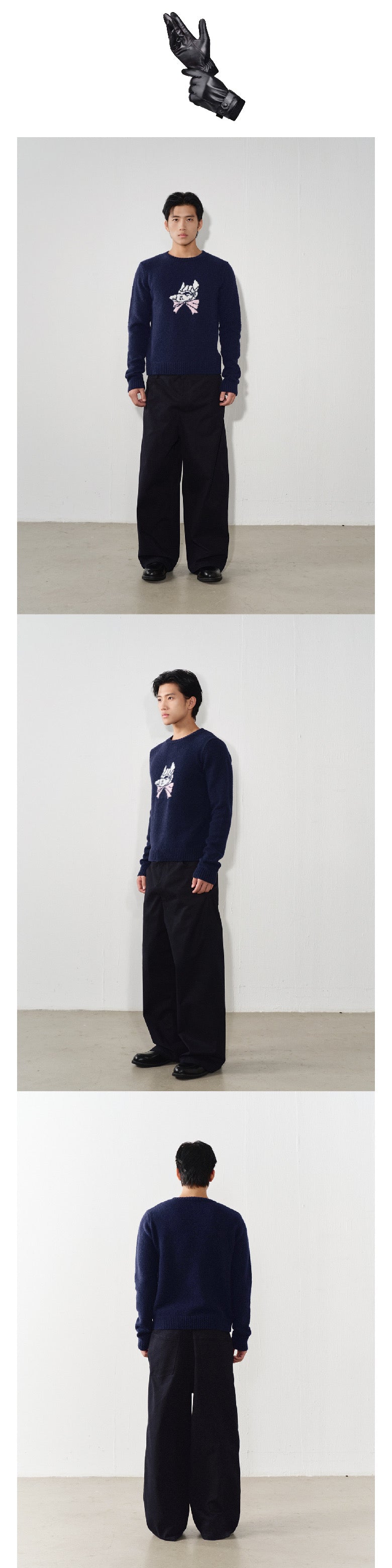 Bowknot dog head sweater