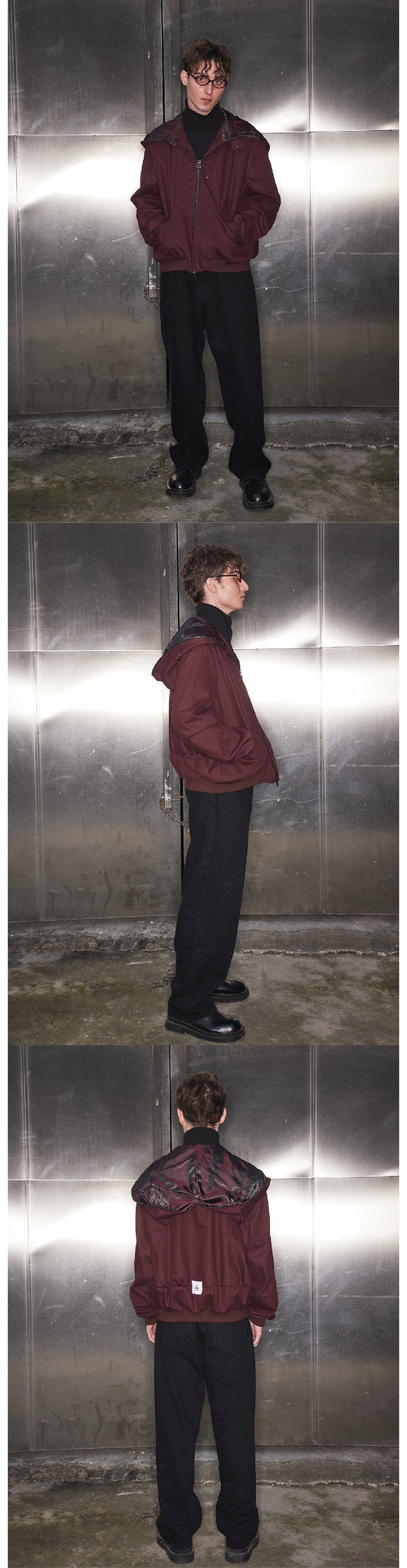 Dark red perforated jacket