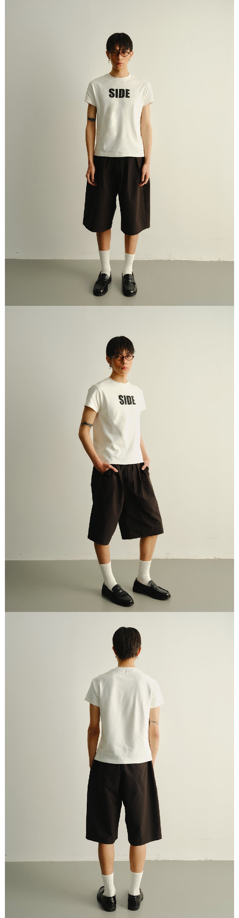 Black and white short sleeved T-shirt