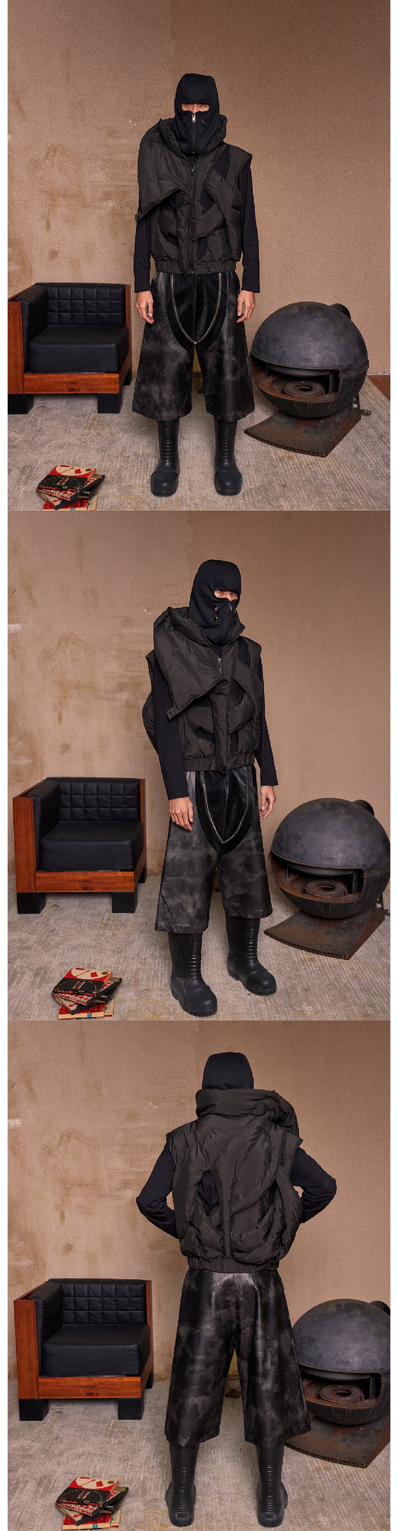 Hollow out dark cross cotton vest