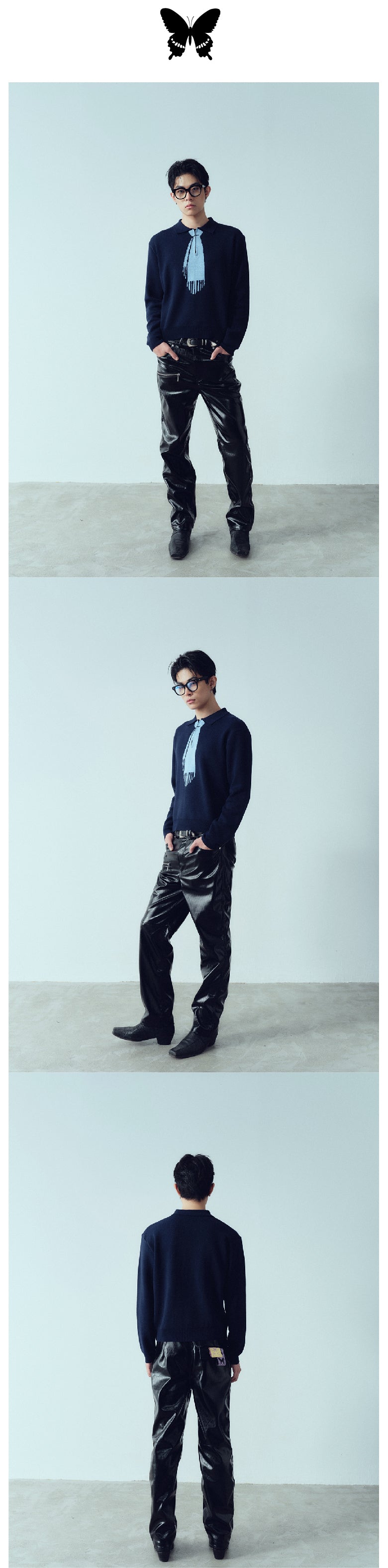 Tie Hook Flower Two tone Sweater