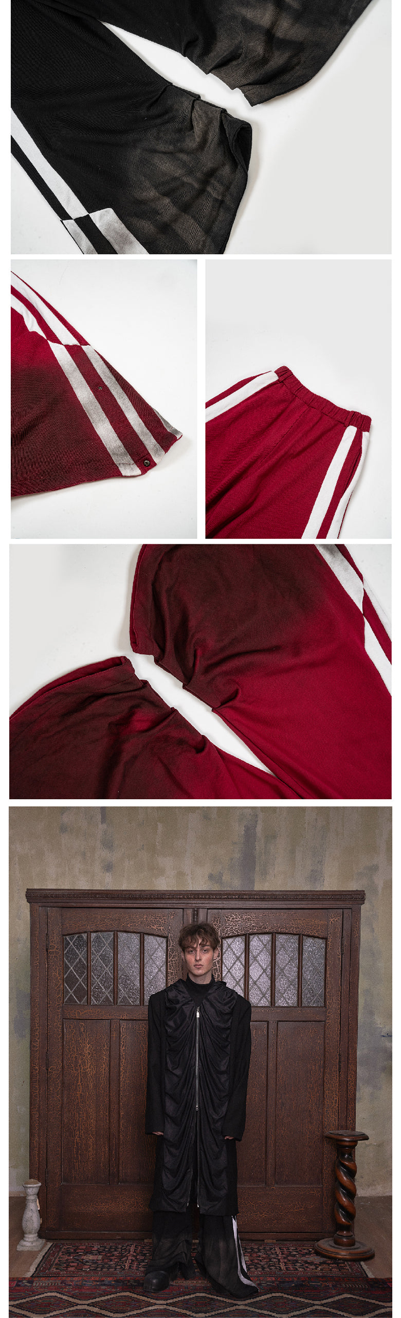 Two tone printed wide leg sports pants