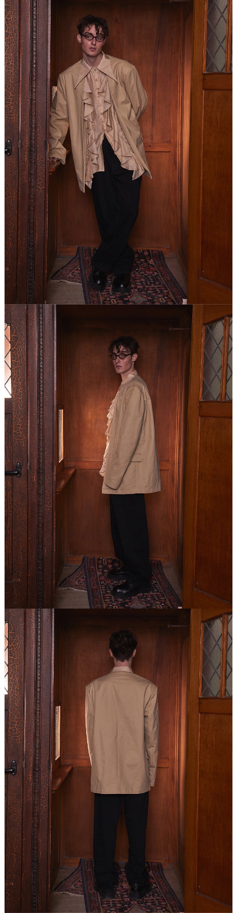 Double layered ruffle collar vintage suit