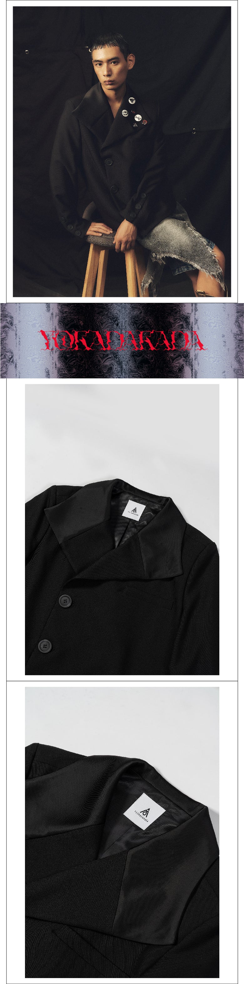 Large button shiny collar short suit